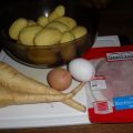 Pastinaken-Kartoffelplätzchen mit Schinken