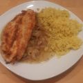 Knusperfisch mit Schalotten und Curryreis