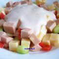 Salat: Bunter Käse-Wurst-Salat mit Dip