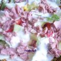Salat: Bunter Salat mit Thunfisch und Dressing