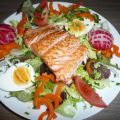 Abendessen : Gemischter Salat mit Lachs