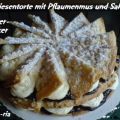 Kuchen  Friesentorte mit Pflaumenmus und Sahne