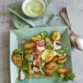 Kartoffel-Brunnenkresse-Salat mit Frischkäse-Dip
