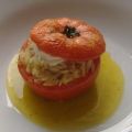 Tomaten mit Kritharaki  und Ziegenkäse - Füllung