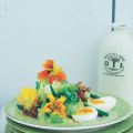 Salat mit wachsweichem Ei und Bacon