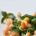Shrimps auf (Wildkräuter)-Salat
