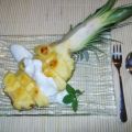 Gratinierte Ananas an Pfirsich-Mascarpone-Creme