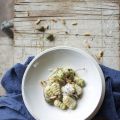 glutenfree gnocchi with green pesto and capers