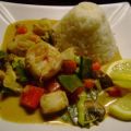 Wok: Garnelen-Fisch Curry mit Gemüse