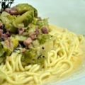Spaghetti mit Rosenkohl-Parmesan-Sauce
