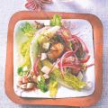 Salat mit Birnen und Geflügelleber