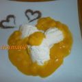 Dessert: Joghurt - Sahne - Creme mit Mango