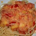 Spaghetti mit Pfirsich-Ingwer-Sauce