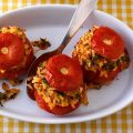 Gebackene Tomaten mit Kräuterrisotto-Füllung