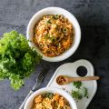Möhren-Reis-Salat mit Fetakäse und Oliven