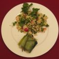 Couscous-Salat mit Merguez im Lauchbeutel