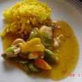 Mangohähnchen mit Curcuma Reis