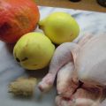 Brathähnchen mit Kürbis und Quitten
