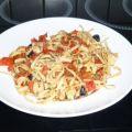 Bandnudeln mit Hähnchenbrust und get. Tomaten
