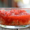 Quinoabrei mit Rhabarbar-Erdbeer-Kompott