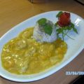 Mango- Geflügel-Kokos-Ingwer-Cürry mit Reis