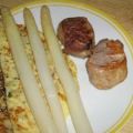 Schweinelendchen mit Kräuterflädle und Spargel