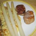 Schweinelendchen mit Kräuterflädle und Spargel