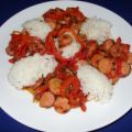 Würstchen-Gemüsegulasch mit Basmati-Reis