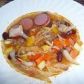 Hackfleisch - Suppe : mit Kraut, Cabanossi &&