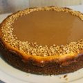 Käsekuchen mit Spekulatius-Boden & Karamell
