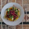 gebratener Rosenkohl auf Kürbishummus
