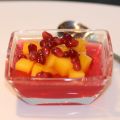 wackelpudding mit mango und granatapfel