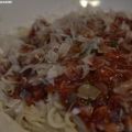 Spaghetti mit Kräuterseitlings-Tomaten-Sugo