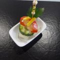 Fingerfood Garnele auf Gurkensockel