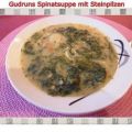 Suppe: Spinatsuppe mit Steinpilzen und[...]