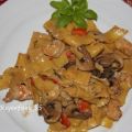 Garnelen-Pilz-Paprikasoße zu Nudeln