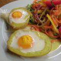 Gefüllte Kartoffeln mit Ei und Feldsalat