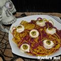 Grusel Spaghetti mit Augäpfel