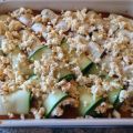 Zucchini- oder Auberginenröllchen gefüllt