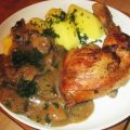 Hühnchenkeulen in Champignonsoße