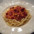 Spaghetti mit Barbecue-Soße