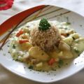 Fischcurry mit Apfel und Banane