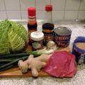 Wirsing mit Rindfleisch aus dem Wok