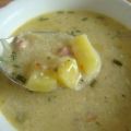 feine Speck - Käse Suppe mit Kartoffeleinalge