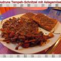 Vegetarisch: Tempeh-Schnitzel mit Asiagemüse