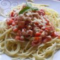 Spaghetti mit Paprika-Frischkäse-Sauce