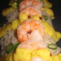 Exotische Garnelen in Kokos-Mango-Creme mit Reis