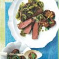 Entrecôte mit Oliven und Ofentomaten