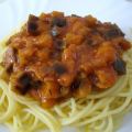 Spaghetti mit Moussaka- Sauce ohne Fleisch