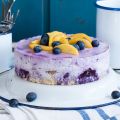 no bake Blaubeer-Nektarine-Kokos Cheesecake